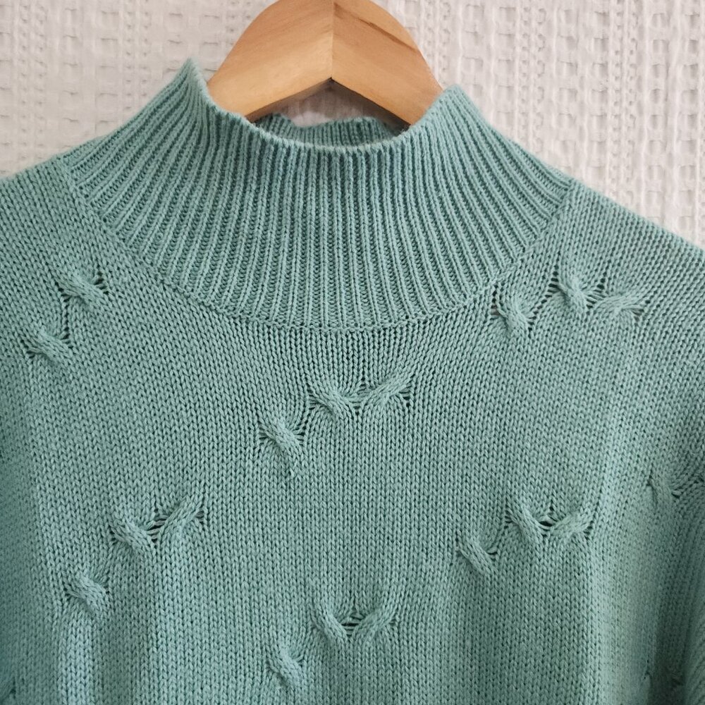 Vintage Teal Mock Neck Sweater M Partners by Mervyn’s 90s Soft Knit Pullover - Picture 4 of 12